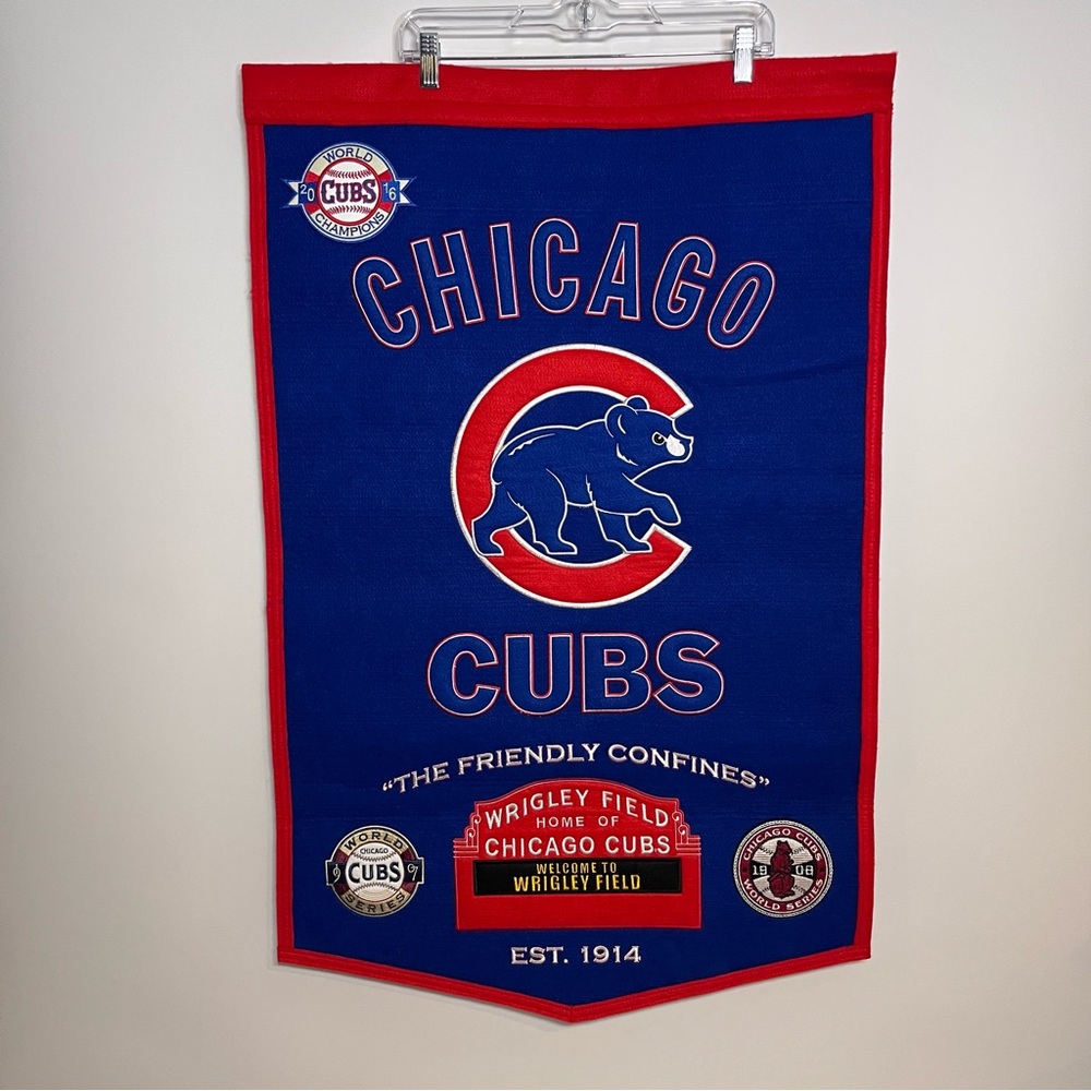 Rare Chicago Cubs Wool Embroidered Winning Streak Banner World Series Champions